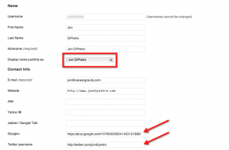 Google authorship WordPress user profile